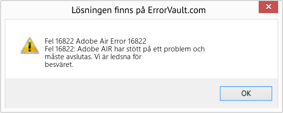 Fix Adobe Air Error 16822 (Error Fel 16822)