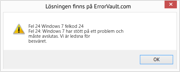 Fix Windows 7 felkod 24 (Error Fel 24)
