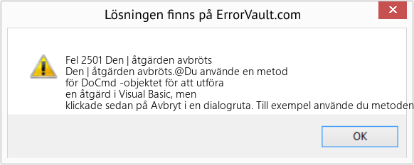 Fix Den | åtgärden avbröts (Error Fel 2501)