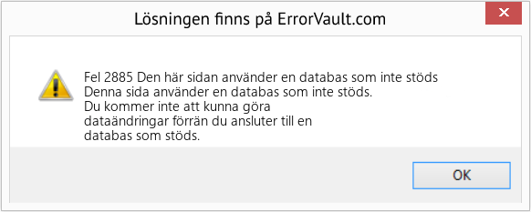 Fix Den här sidan använder en databas som inte stöds (Error Fel 2885)