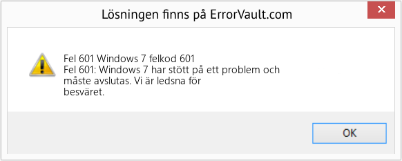 Fix Windows 7 felkod 601 (Error Fel 601)