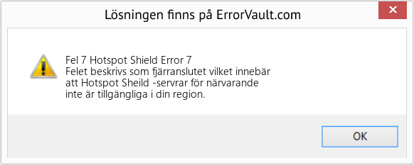 Fix Hotspot Shield Error 7 (Error Fel 7)