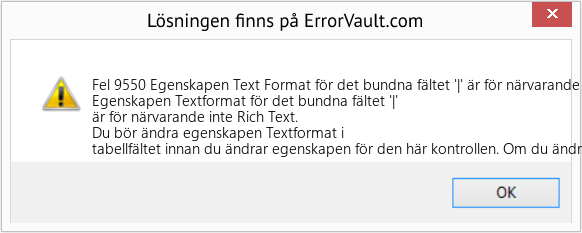 Fix Egenskapen Text Format för det bundna fältet '|' är för närvarande inte Rich Text (Error Fel 9550)
